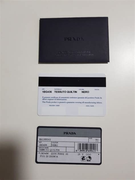 real prada authenticity card